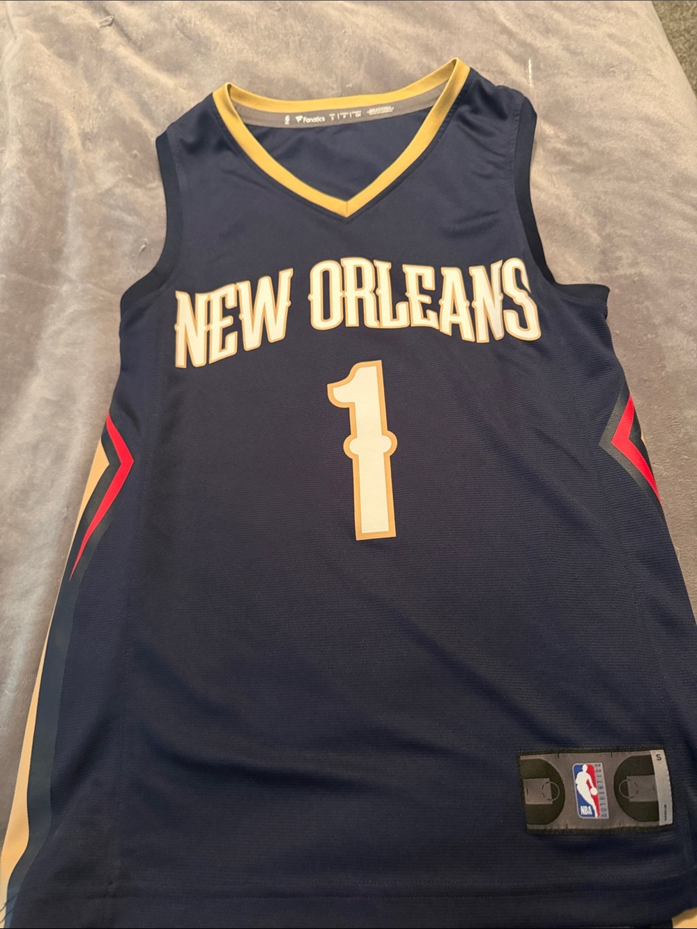Nike Navy Williamson #1 Basketball Jersey with Gold and Red Accents